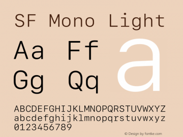 SF Mono Light 12.0d2e3 Font Sample