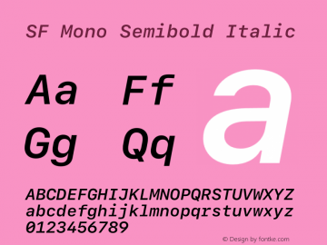 SF Mono Semibold Italic 12.0d2e3 Font Sample
