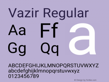 Vazir Regular Version 4.0.1; ttfautohint (v1.4.1.5-446e) Font Sample