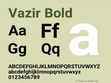 Vazir Bold Version 4.0.1; ttfautohint (v1.4.1.5-446e) Font Sample