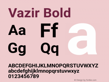 Vazir Bold Version 4.0.1; ttfautohint (v1.4.1.5-446e) Font Sample