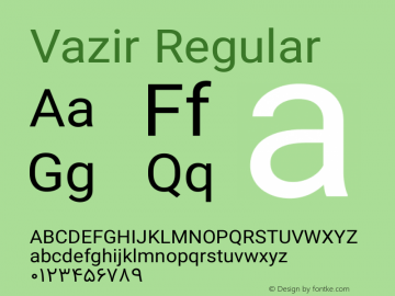 Vazir Regular Version 4.0.1; ttfautohint (v1.4.1.5-446e) Font Sample
