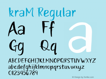 kraM Regular Version 1.000 Font Sample