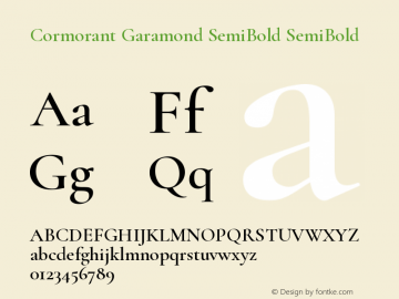 Cormorant Garamond SemiBold SemiBold Version 3.000 Font Sample