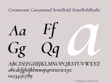 Cormorant Garamond SemiBold SemiBoldItalic Version 3.000 Font Sample