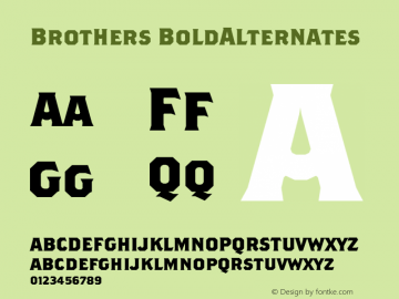 Brothers BoldAlternates Version 001.000 Font Sample