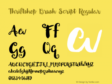 Thriftshop Brush Script Regular Version 1.000;PS 001.000;hotconv 1.0.70;makeotf.lib2.5.58329图片样张