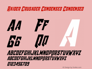 Raider Crusader Condensed Font Raidercrusadercondensed Font Raider