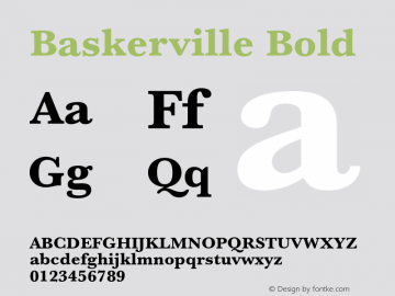 Baskerville Bold Version 1.60     03/31/2014 Font Sample
