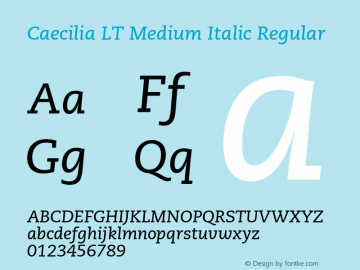 Caecilia LT Medium Italic Regular Version 7.60 Kindle  09/05/2014图片样张