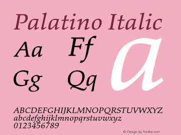 Palatino Italic Version 1.60     03/31/2014图片样张