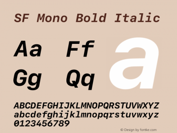 SF Mono Bold Italic 12.0d0e2图片样张