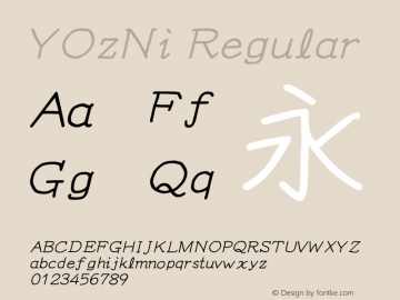 YOzNi Regular Version 14.04 Font Sample
