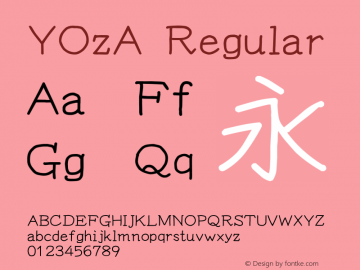 YOzA Regular Version 14.04 Font Sample