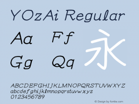 YOzAi Regular Version 14.04 Font Sample