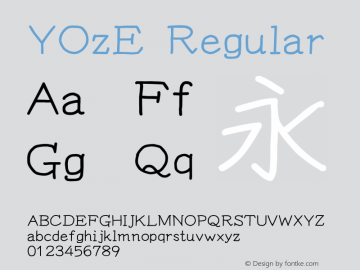 YOzE Regular Version 14.04 Font Sample