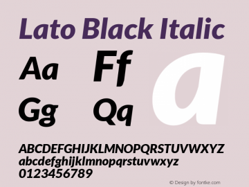 Lato Black Italic Version 1.104; Western+Polish opensource图片样张