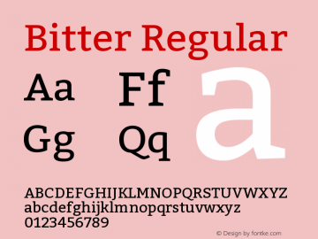 Bitter Regular Version 1.300;PS 001.300;hotconv 1.0.70;makeotf.lib2.5.58329 DEVELOPMENT Font Sample