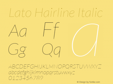 Lato Hairline Italic Version 1.104; Western+Polish opensource Font Sample