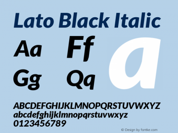 Lato Black Italic Version 1.104; Western+Polish opensource图片样张