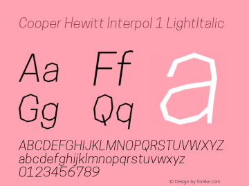 Cooper Hewitt Interpol 1 LightItalic 1.000图片样张