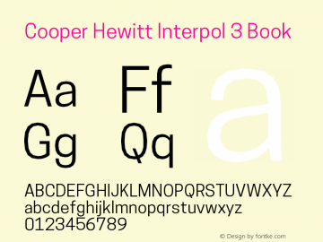 Cooper Hewitt Interpol 3 Book 1.000 Font Sample