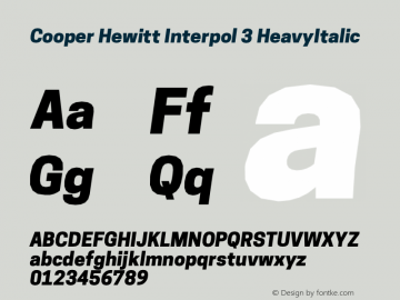 Cooper Hewitt Interpol 3 HeavyItalic 1.000 Font Sample