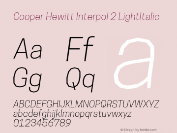 Cooper Hewitt Interpol 2 LightItalic 1.000 Font Sample