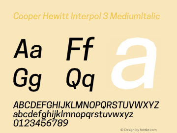 Cooper Hewitt Interpol 3 MediumItalic 1.000图片样张