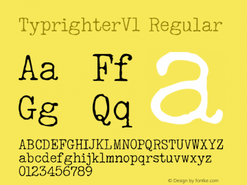 TyprighterV1 Regular Version 1.000 Font Sample