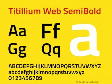 Titillium Web SemiBold Version 1.001;PS 57.000;hotconv 1.0.70;makeotf.lib2.5.55311 Font Sample