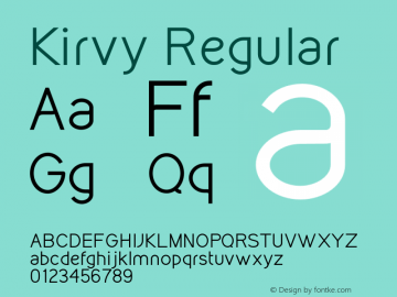 Kirvy Regular Version 001.000 Font Sample