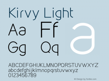 Kirvy Light Version 001.000 Font Sample