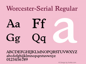 Worcester-Serial Regular 1.0 Mon Oct 21 21:13:20 1996图片样张