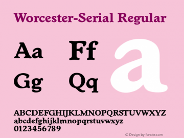 Worcester-Serial Regular 1.0 Mon Oct 21 22:32:17 1996图片样张