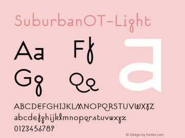 SuburbanOT-Light ☞ Version 1.000;PS 001.000;hotconv 1.0.38;com.myfonts.easy.emigre.suburban.light.wfkit2.version.3TTx Font Sample