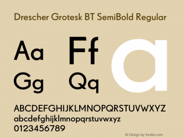 Drescher Grotesk BT SemiBold Regular Version 1.01 emb4-OT Font Sample