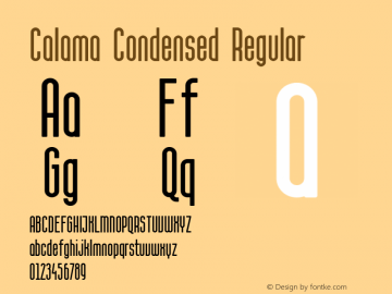 Calama Condensed Regular Version 1.000 Font Sample