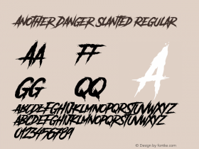 Another Danger Slanted Regular Version 1.00 Another Danger (Slanted) Typeface © The Branded Quotes 2016 All Rights Reserved. Font Sample