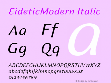 EideticModern Italic 001.000 Font Sample
