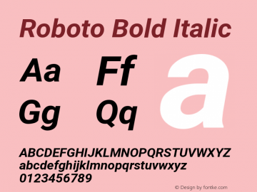 Roboto Bold Italic Version 2.132; 2016 Font Sample