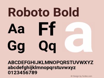 Roboto Bold Version 2.132; 2016 Font Sample