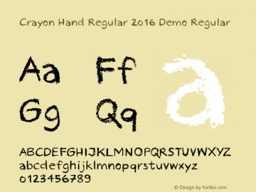Crayon Hand Regular 2016 Demo Regular Unknown Font Sample