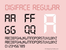 Digiface Regular The IMSI MasterFonts Collection, tm 1995, 1996 IMSI (International Microcomputer Software Inc.)图片样张