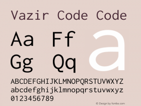 Vazir Code Code Version 1.0.2; ttfautohint (v1.4.1.5-446e) Font Sample