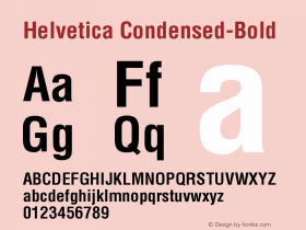 Helvetica Condensed-Bold Version 002.000 Font Sample