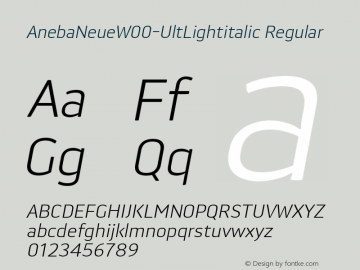 AnebaNeueW00-UltLightitalic Regular Version 1.00 Font Sample