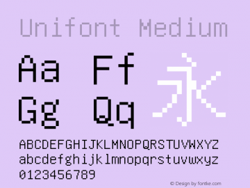Unifont Medium Version 9.0.02 Font Sample