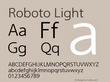 Roboto Light Version 2.00 June 3, 2016 Font Sample