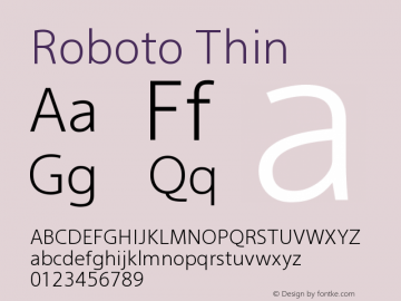 Roboto Thin Version 2.00 June 3, 2016 Font Sample